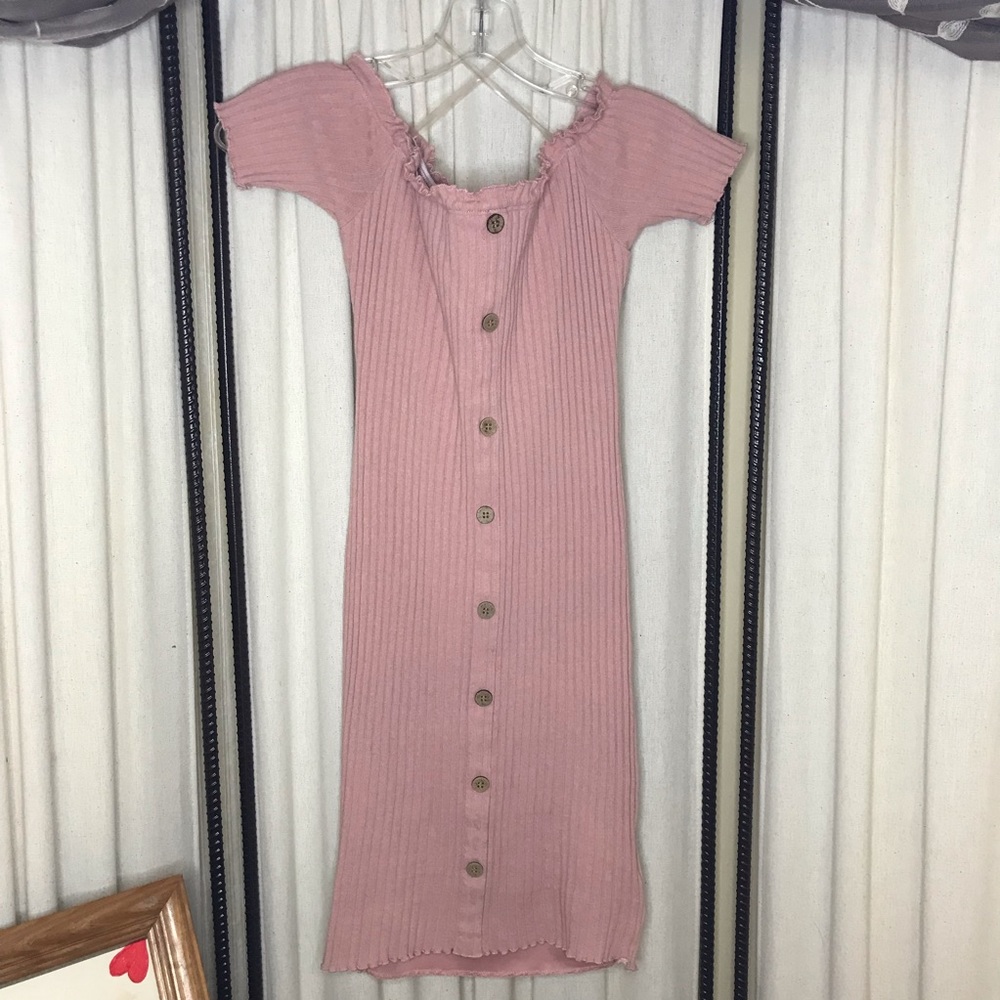 🌸RUE 21 Light Pink Ribbed Off-the-Shoulder Dress🌸